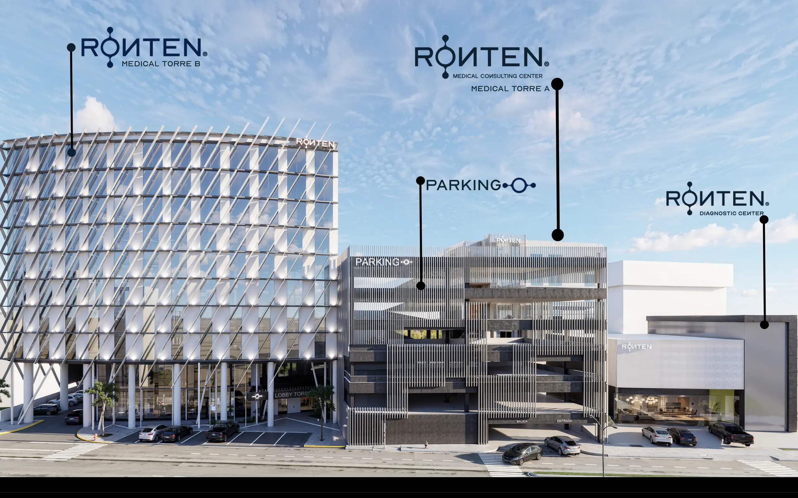Rönten Medical Torre B, Rönten Parking, Rönten Medical Consulting Center (Torre A) y Rönten Diagnostic Center